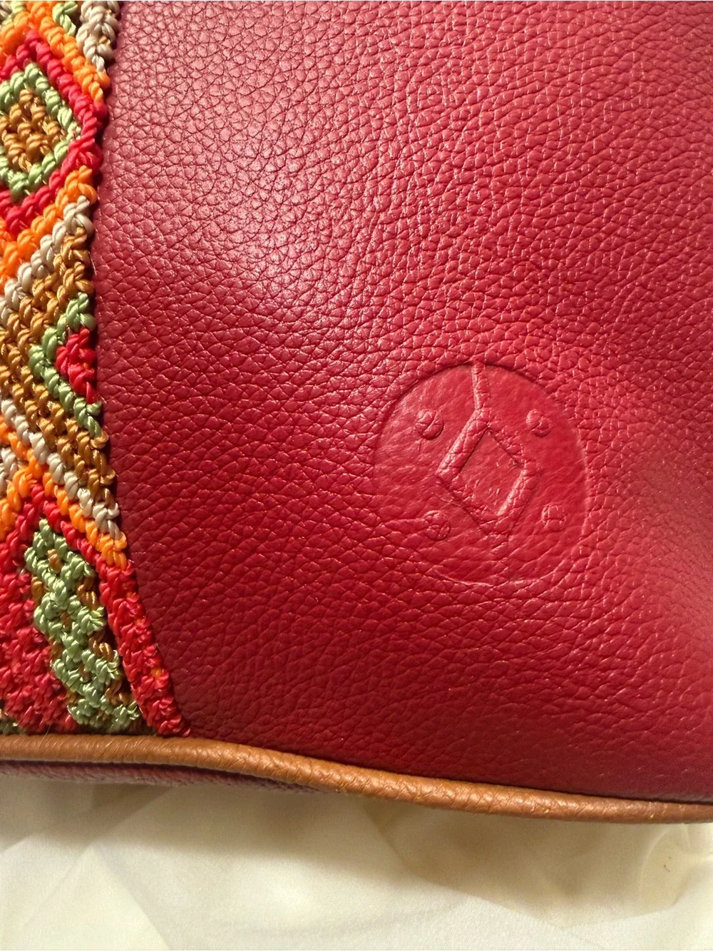 Cristina Orozco Red Pebbled Leather Backpack Sling